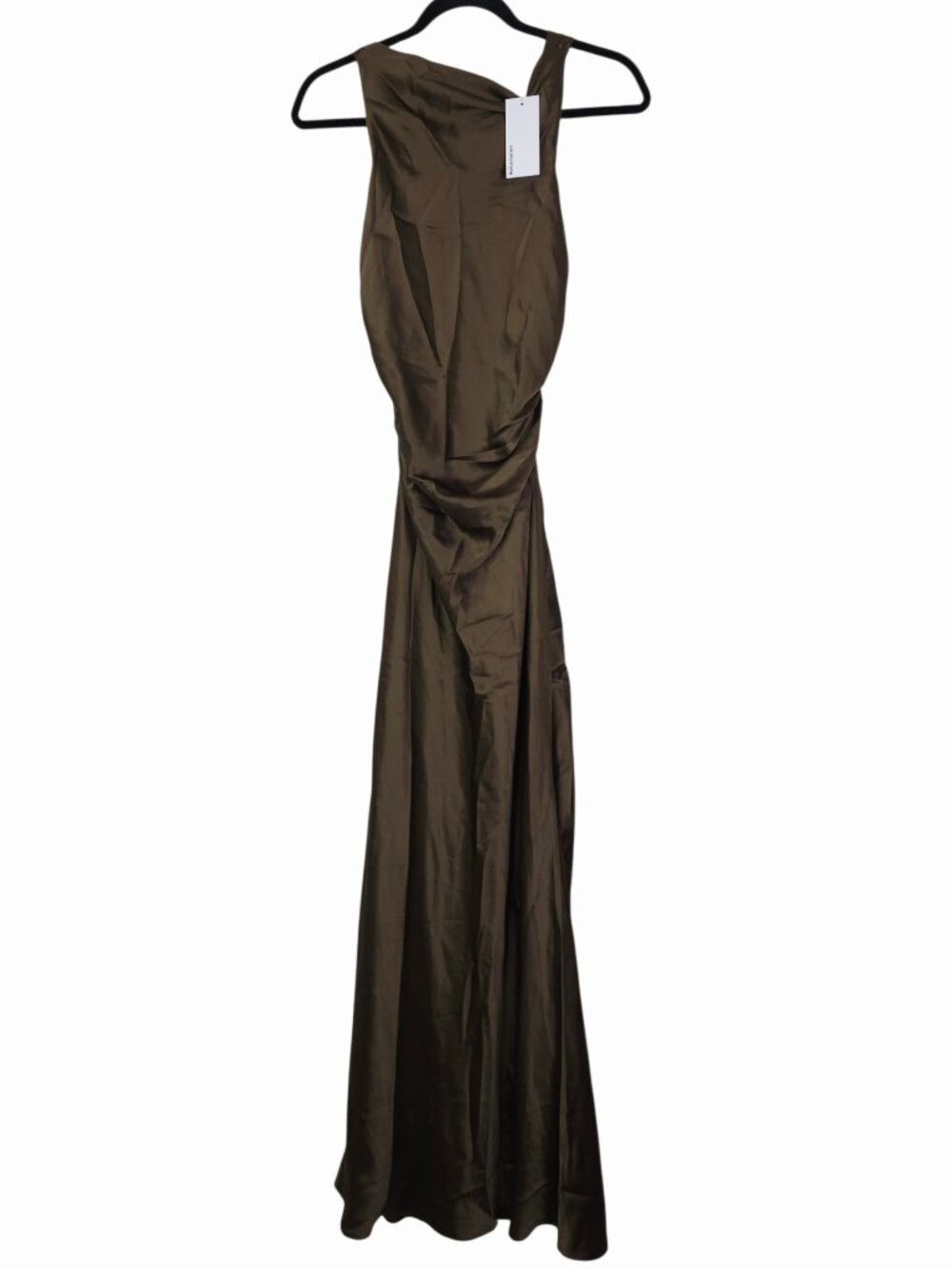 Reformation Anaiis Dress Morel Brown Silk Crisscross Open Back Maxi NWT Size 4 - Picture 3 of 10